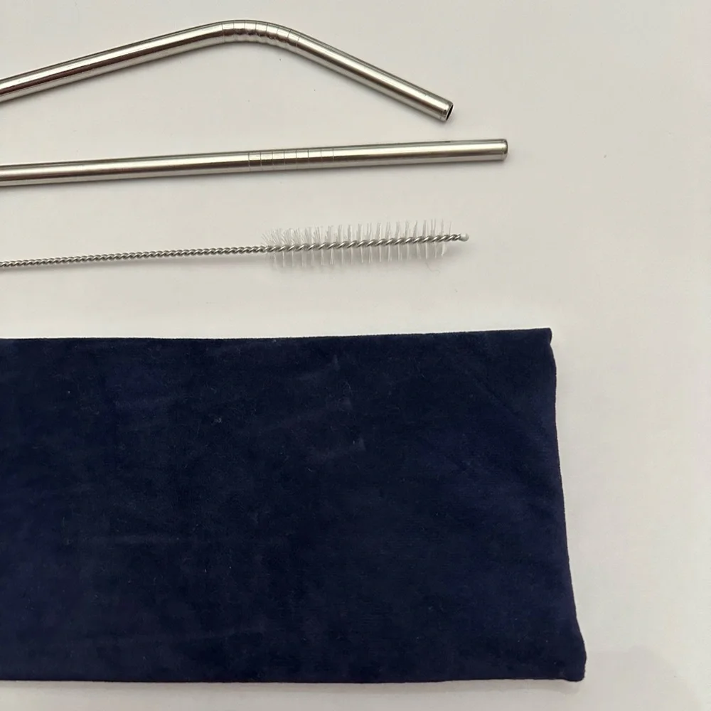 Boston Beer Co. Stainless Steel Reusable Straw Set with Cleaning Brush & Pouch